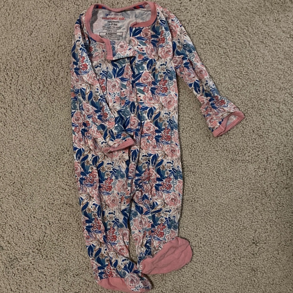 Magnetic Me Pink and Blue Floral Footie